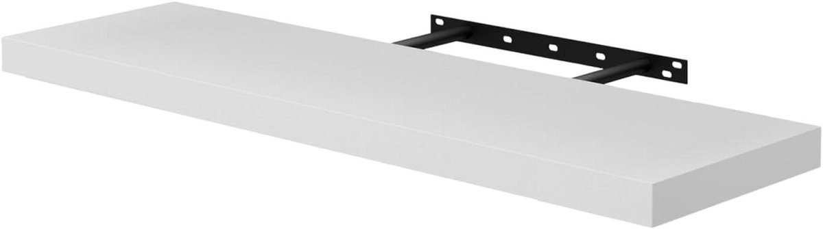 Wit Wandrek Houten Plank - Zwevende Plank voor Decoratie en Opslag - B: 80 cm, D: 23.5 cm