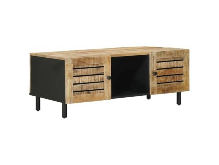 Todiikf Couchtisch Massivholz Mango 100x54x40 cm Wohnzimmertisch Natur Stilvoller Beistelltisch aus Mangoholz mit Messingknöpfen und Stauraum für Ihr Wohnzimmer. Robuste Pflegeleichtigkeit.