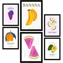 POSTER Set Mit 6 Lebensmittel Und Ernährungs Sommerfrüchte Natur Und Ernährungs Für Innenarchitektur A3 & A4 Schwarzer Rahmen