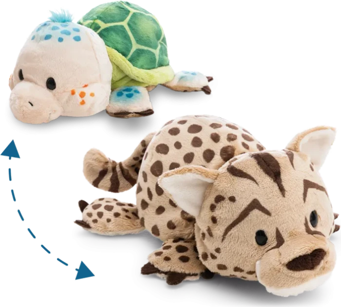 Kuscheltier Schildkröte und Gepard mit Wendefunktion 25 Zentimeter orange