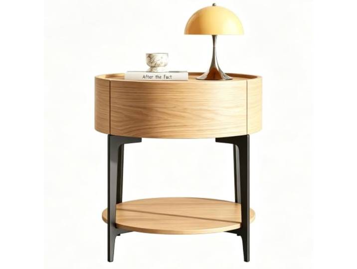 Runder Beistelltisch Mit Ablagefach unten Kleiner Nachttisch Mit 1 Schublade Metallgestell Modernes Design Für Wohnzimmer, Schlafzimmer, Wohnung(Yellow,40cm/16in)