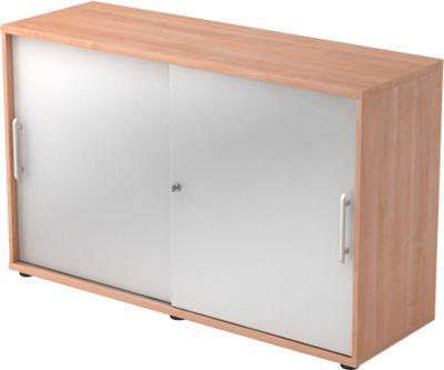 Schiebetürenschrank JENA, 2 OH, Front silber, B 1200 x T 400 x H 748 mm, Nussbaum-Dekor