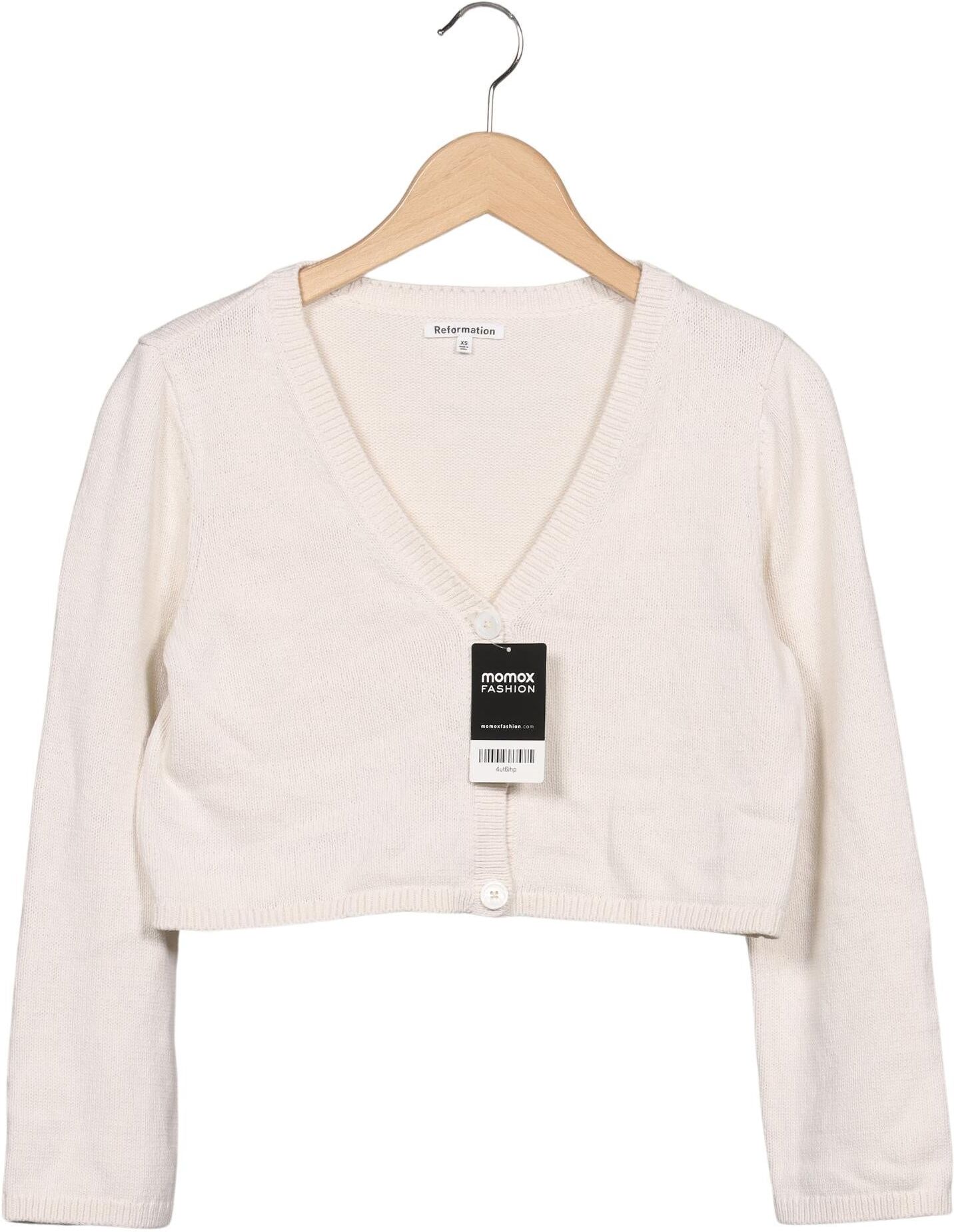 Reformation Damen Strickjacke, Cremeweiß, Gr. XS, Baumwolle - Second Hand