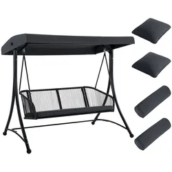 M MCombo Hollywoodschaukel 3-Sitzer, Gartenschaukel mit Verstellbares Sonnendach, Schaukelbank Outdoor, Gartenliege Wetterfest, Sitzbezug Abwaschbar 8026 (Dunkgelgrau)