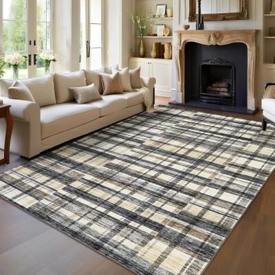 Garvee Rustic Plaid Geometric Area Rug