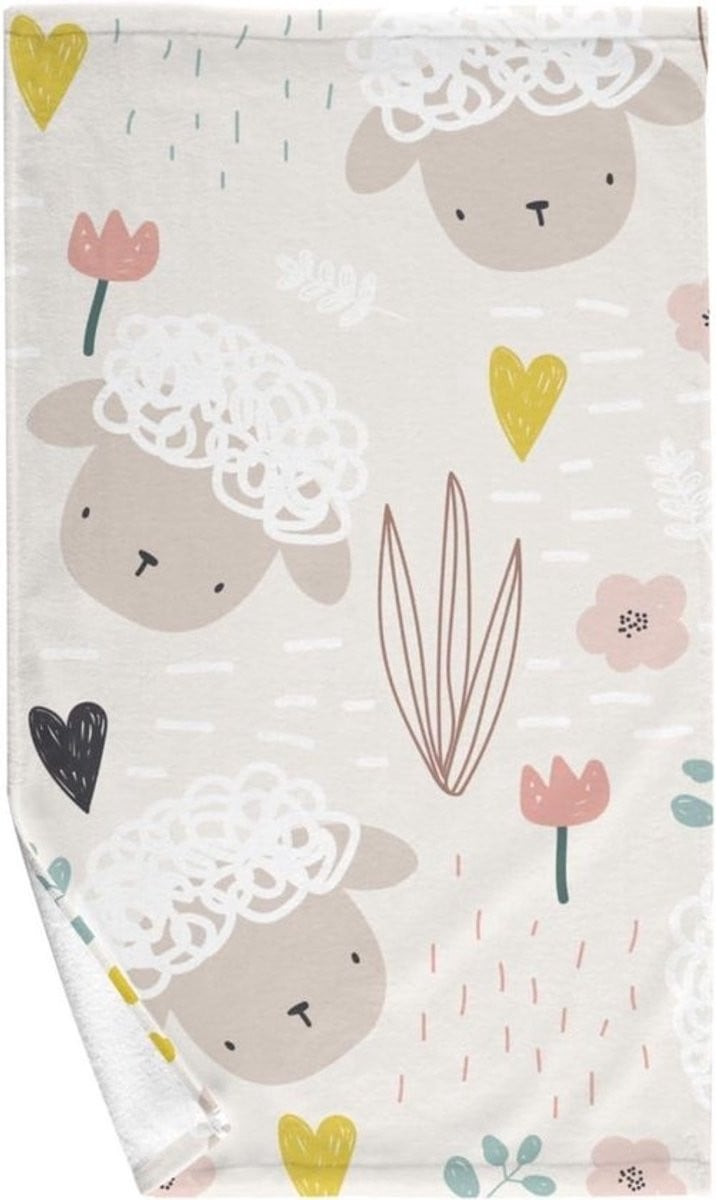 Schaap Floral Country Katoenen Handdoek - Enkelzijdig Bedrukt - 40 x 70 cm