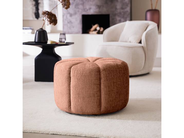 Pouf FORA 60 x 37 x 60cm Braun Chenille Buladi: Karamell