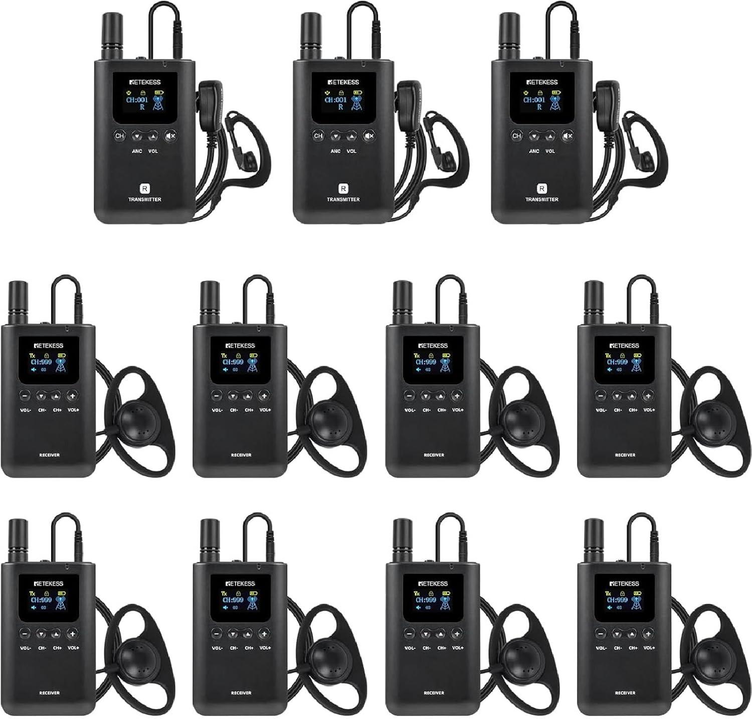 Retekess TT129 Whisper Tour Guide System, 4-stufige intelligente Geräuschunterdrückung, 120H Laufzeit, 200 m Reichweite, für Werksführungen Geschäft