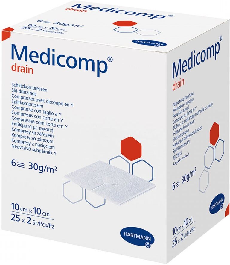 Medicomp Drain St 10x10 6f 25X2stk