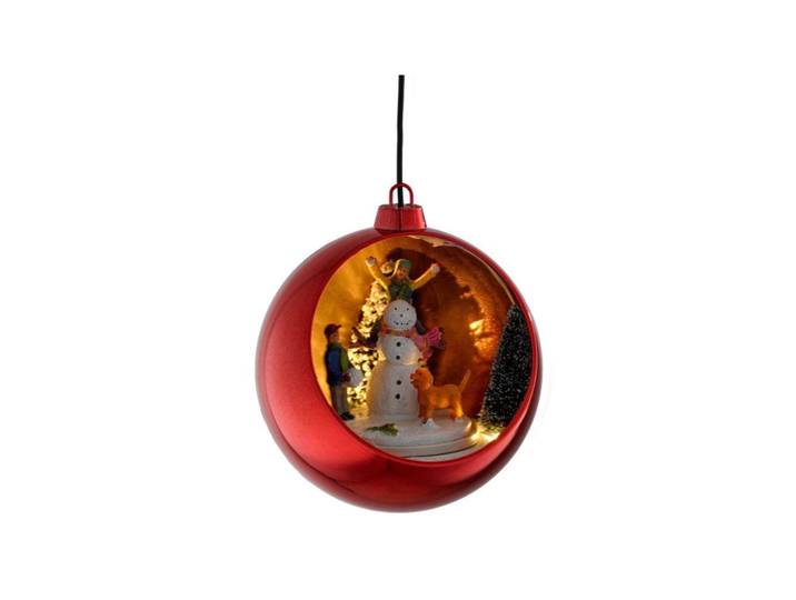 Laalu Weihnachtsdekoration LED Rot, 13 cm, batteriebetrieben, mit rotierendem Effekt, Kunststoff, Rund, LED integrated, 27 cm, Lampen & Leuchten, Innenbeleuchtung, Dekoleuchten, Lichterketten