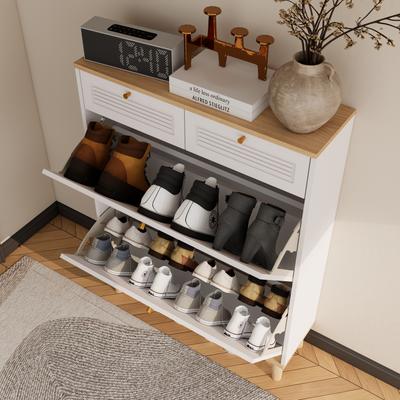 Entryway Shoe Storage Cabinet w/Flip-Up Doors，Narrow Shoe Rack，Freestanding Shoe Organizer