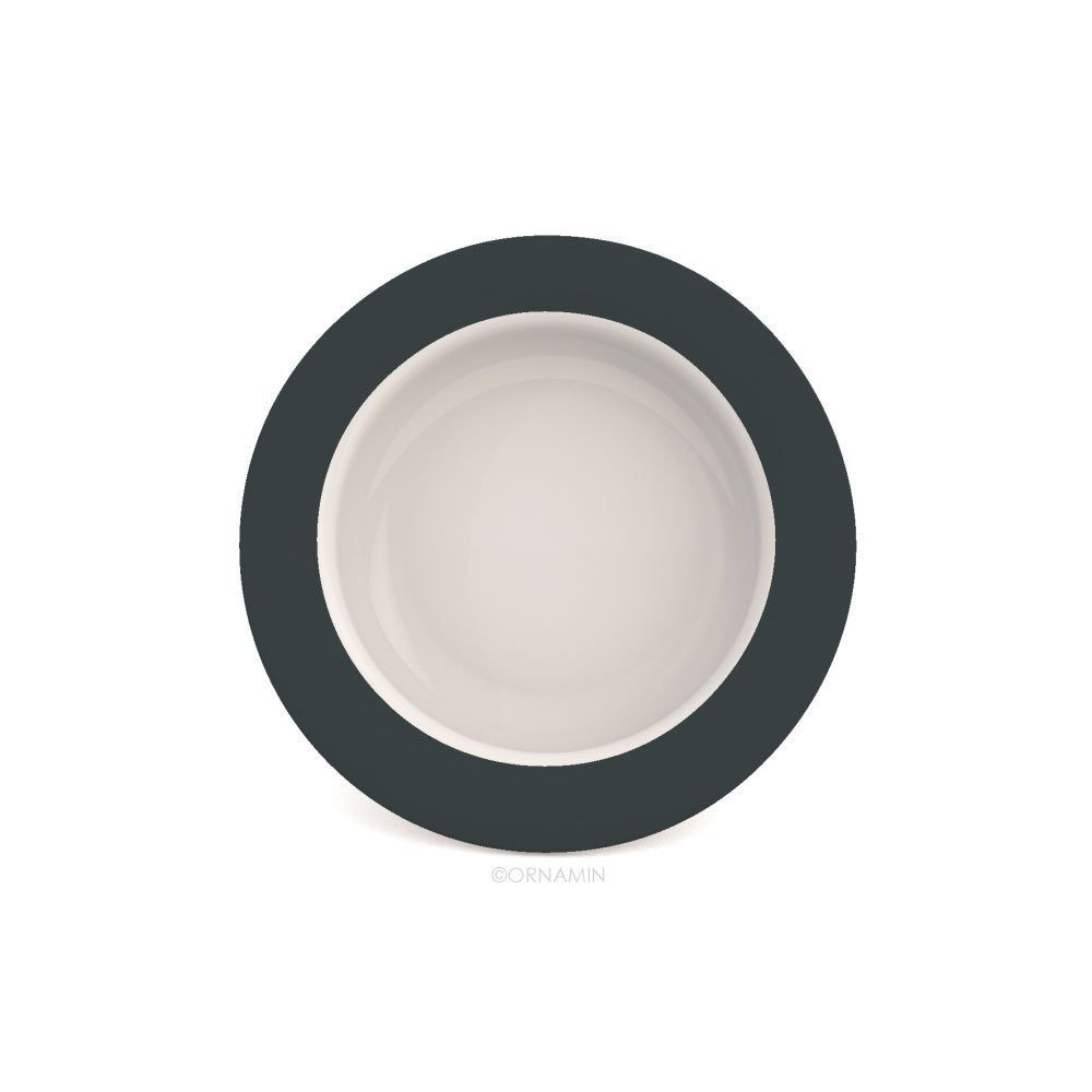 Able2 Ornamin Kom met antislipbodem en schuin aflopend ontwerp - Wit/grijs - Diameter: 15,5 cm
