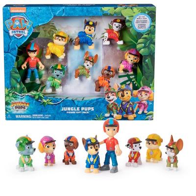PAW Patrol Jungle Pups – Spielfiguren-Geschenkset mit 7 Hundefiguren und 1 Ryderfigur zum Sammeln, ab 3 Jahren