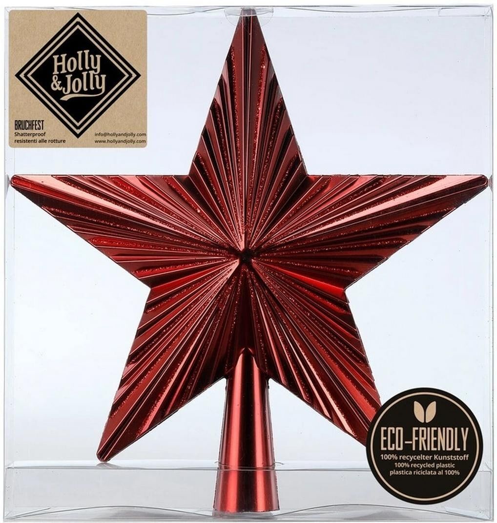 Christbaumschmuck "Holly & Jolly Baumspitze Shellac 20 cm", rot, H:20cm, Weihnachtsbaumschmuck, Christbaumschmuck rot Einheitsgröße