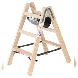 PROREGAL Stufen-Stehleiter Holz beidseitig begehbar 2x3 Stufen