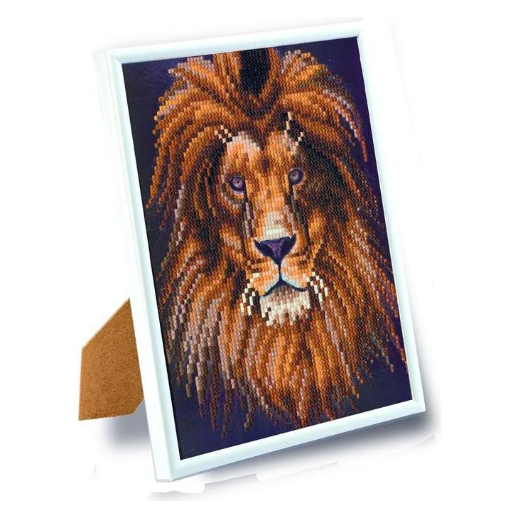 Craft Buddy Löwe, 21x25cm Bild mit Rahmen Crystal Art (CAM-23-WHITE)