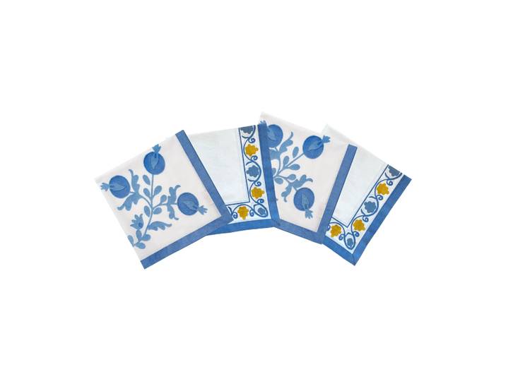 Pick a Poppy Suzani serviette en coton Blue, lot de 4, 45x45 cm