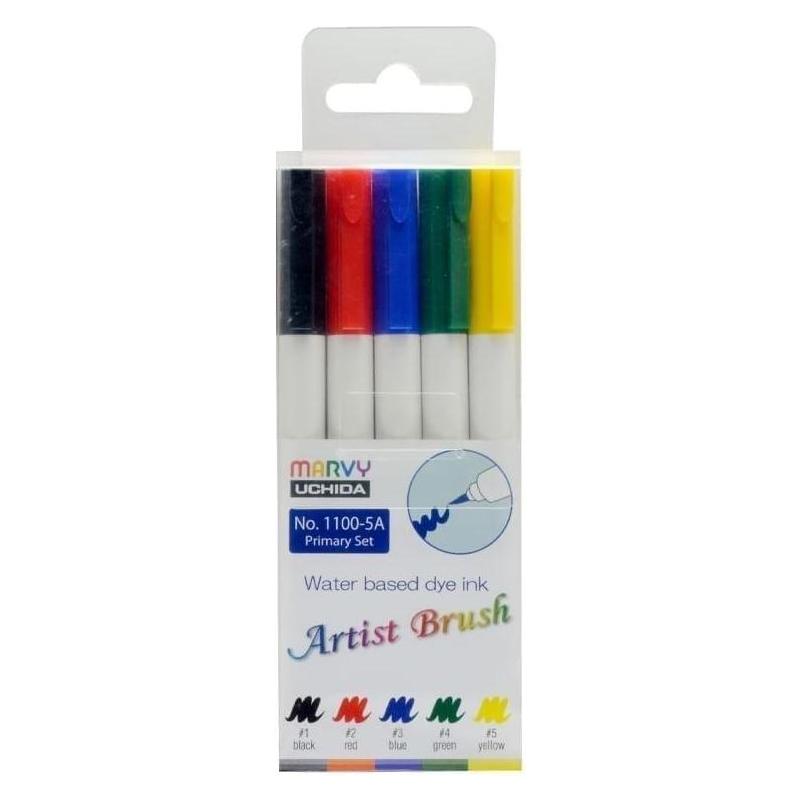 Uchida MARVY Filzstifte mit Pinselspitze Artist Brush Primary, 5 Stk. (5x) (33311618)