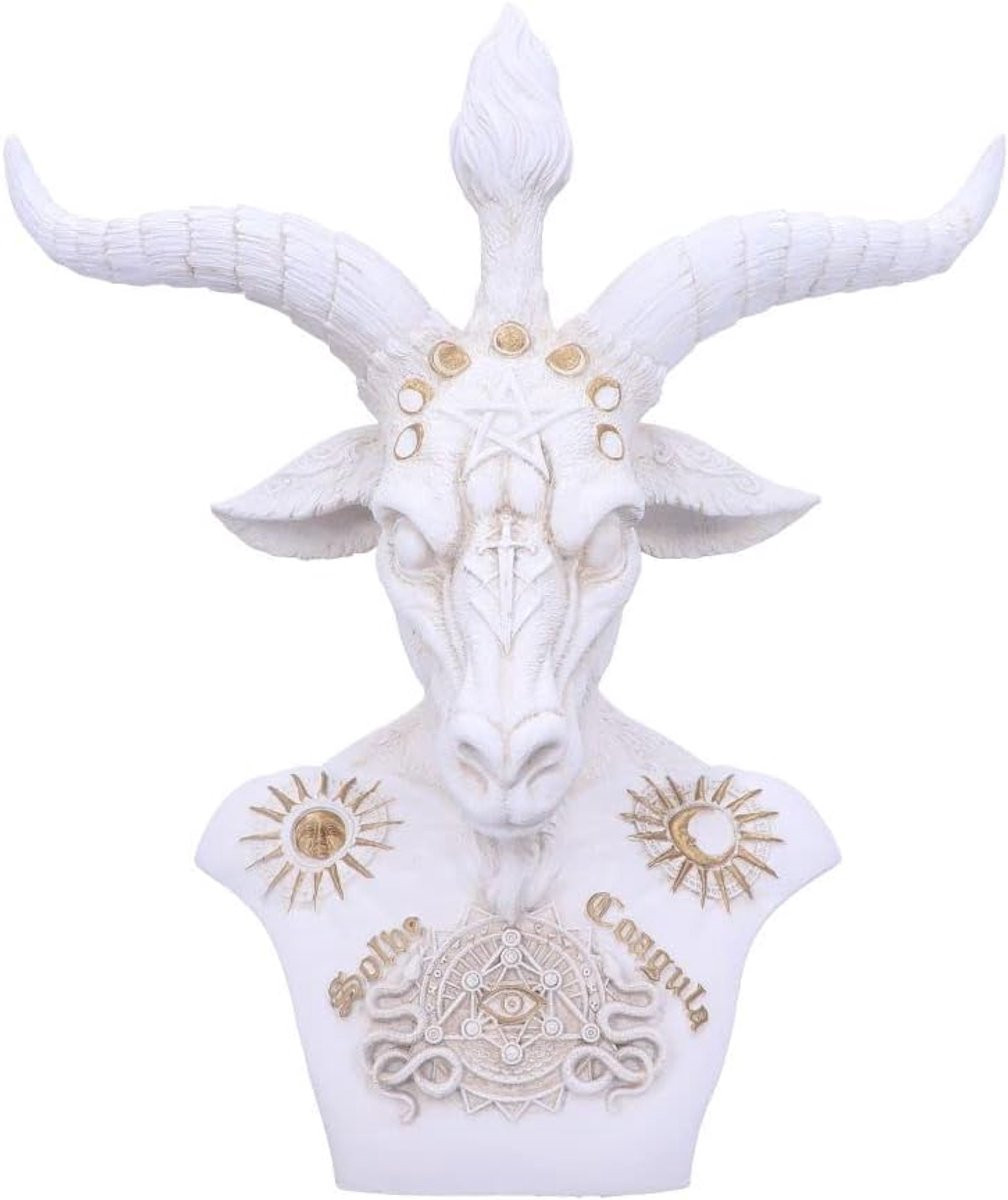 Baphomet Buste Gehoornde Godheid Decoratief Object Wit Hoogte: 335 cm