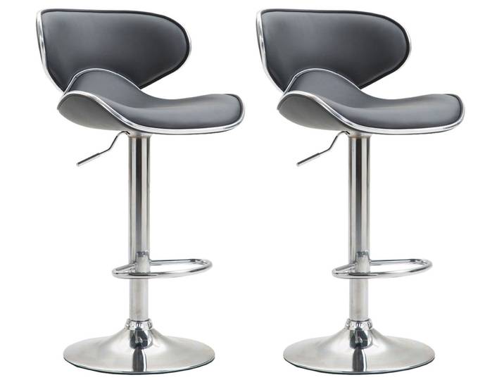 TPFLiving 2er Set Barhocker Las Palmas Gestell Metall in Chromoptik Kunstleder - Grau