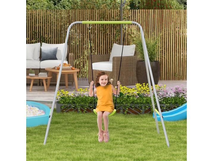 Outsunny Balançoire Bébé 2en1 Sécurité 5 Points Vert