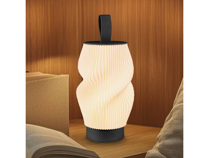 Briloner LED-Akku-Tischlampe Brilo unplugged Tubi, schwarz/weiß, IP44 dimmbar, schwarz, für Schlafzimmer, Kunststoff, Modern