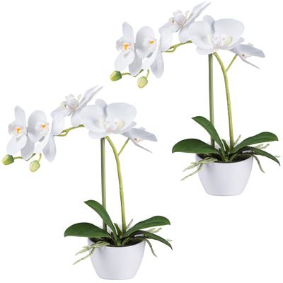 Kunstorchidee CREATIV GREEN "Orchidee Phalaenopsis", weiß, H:33cm, Kunststoff, Kunstpflanzen, im Design-Topf
