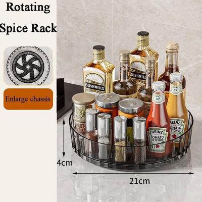 Inspired Finds 360 Rotating Spice Rack Organizer Tray For Seasonings, Cabinets & Countertops 8.27in Grey