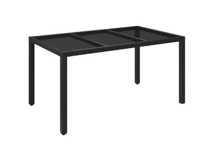 Viesurchoix Table de jardin dessus en verre Noir 150x90x75cm Résine tressée 117197