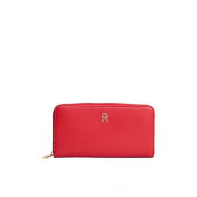 Geldbörse TOMMY HILFIGER "TH ICON LRG ZA", Damen, rot, Lederimitat, Kleinlederwaren, Damen Geldbeutel, Portemonnaie mit edlem TH-Logoelement