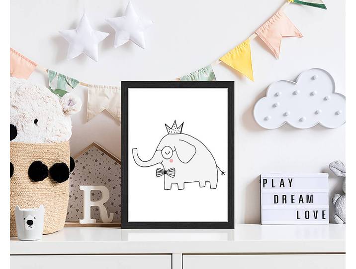 Tableau déco King Elephant 33 x 43cm Multicolore