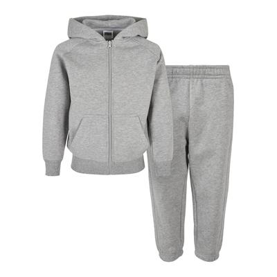 Trainingsanzug URBAN CLASSICS "Urban Classics Trainingsanzug Set - 2 Piece", Mädchen, Gr. 122/128, grau (grau, grau), 65% Baumwolle, 35% Polyester, unifarben, normal, Sportanzüge Trainingsanzug