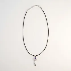 Indian Devotional Pendant - Silver Plated (45cm Cord)- Goddess Amethyst