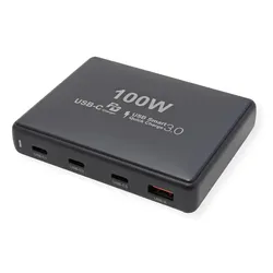 Value USB Charger (100 W, 4 Ports), USB Ladegerät, Schwarz