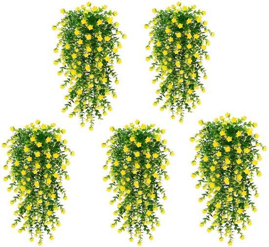 Unyqoos 5-delige set kleurrijke kunstplanten voor binnen en buiten, 76 cm