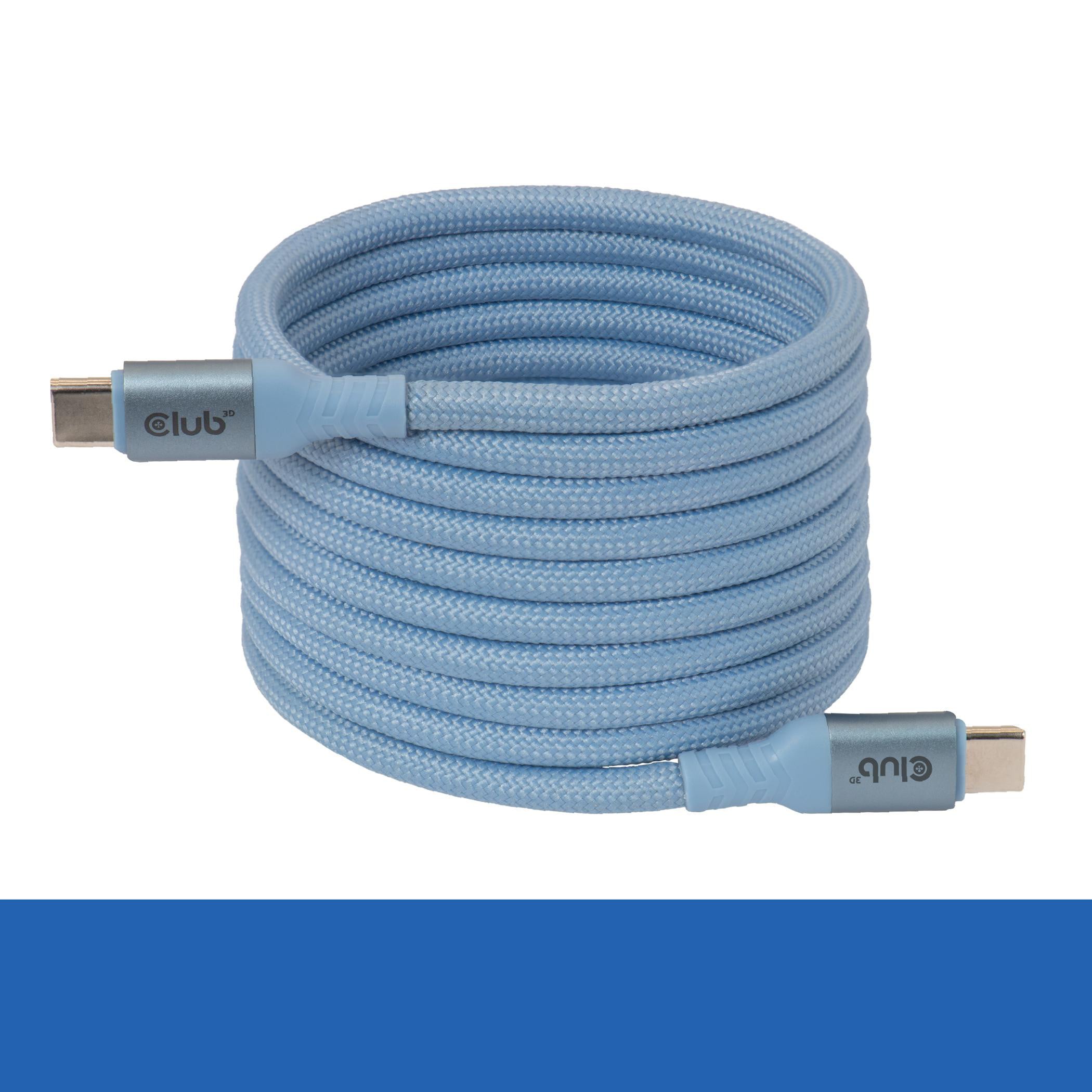 Club 3D CAC-3030 USB-C Magnetisches Kabel 240W PD3.1 2m blau