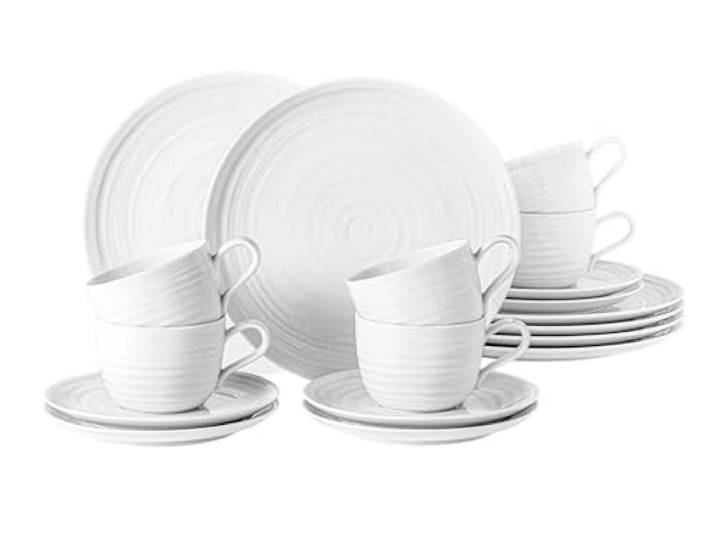 Seltmann Weiden Kaffeeservice 18-teilig Terra weiß Rillen