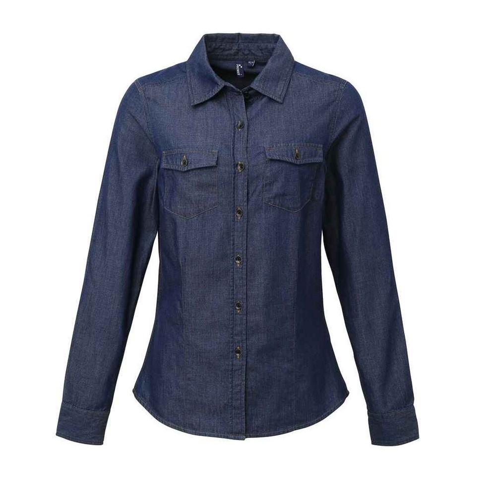 Premier Dames denim jean stijl gestikt overhemd