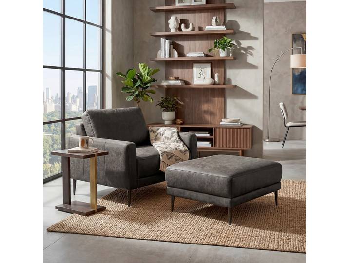 Livetastic Sessel Spring, Dunkelgrau, Metall, Echtleder, Rindleder, 88x85x92 cm, Wohnzimmer, Sessel, Sonstige Sessel