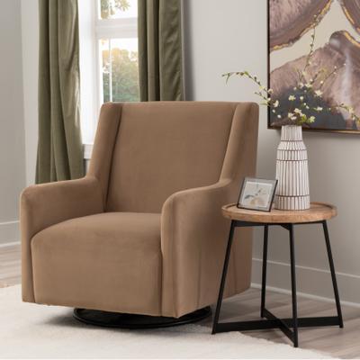 Linon Home Decor Linon Dolly White Sherpa or Brown Velvet Swivel Rocker Accent Chair