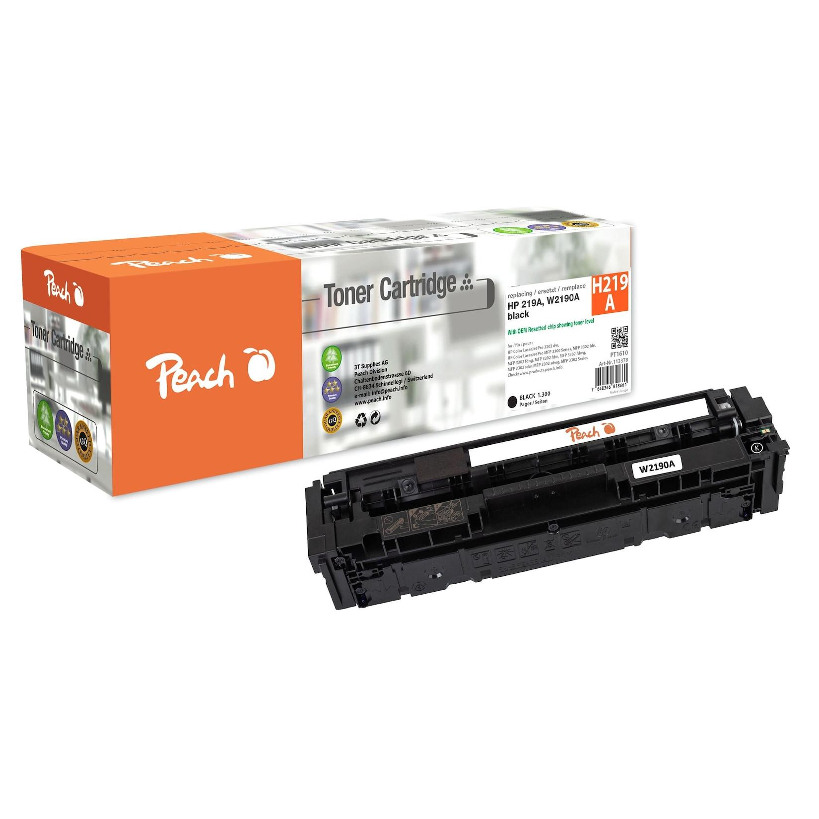 Peach HP 219 A Toner bk ersetzt HP No. 219A, W2190A für z.B. HP Color LaserJet Pro MFP 3302 fdn, HP Color LaserJet Pro 3202 dw (wiederaufbereitet)