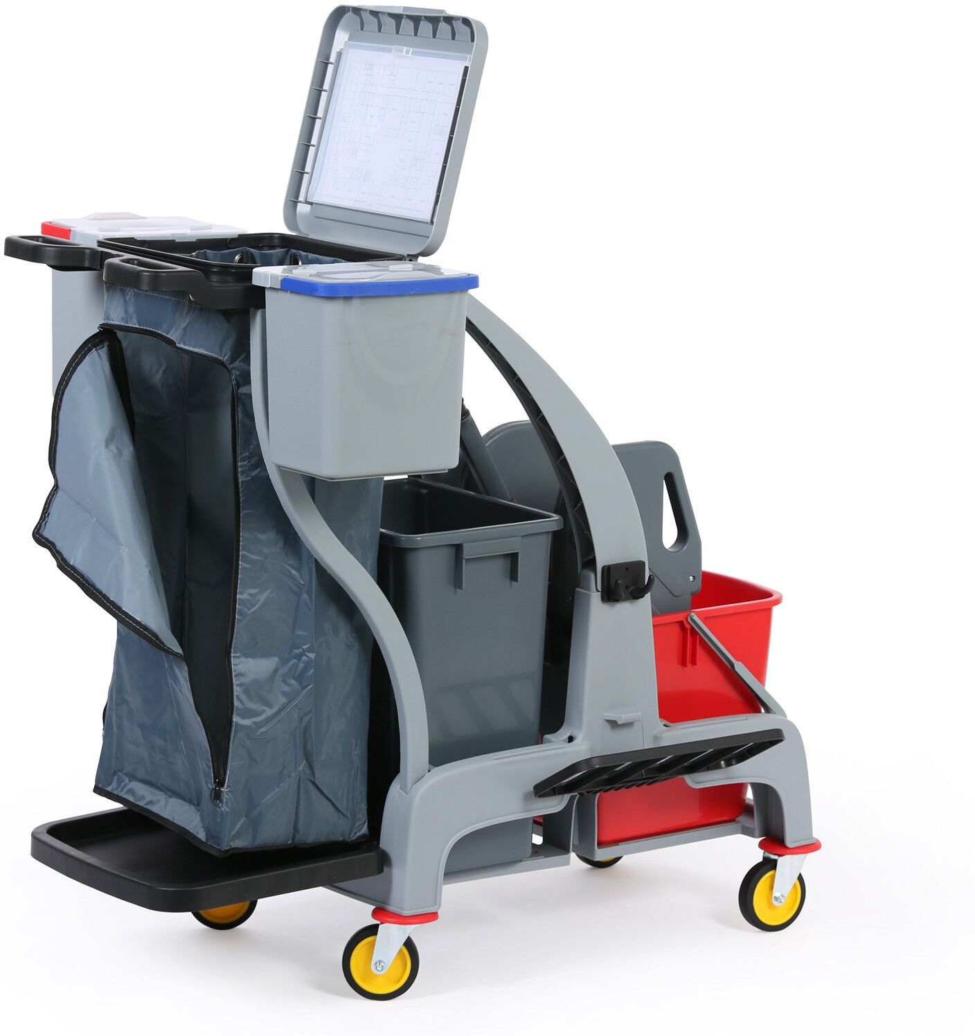 B2B Partner Professioneller Reinigungswagen mit Eimern und Beutelhalter, 780 x 970 x 1030 mm