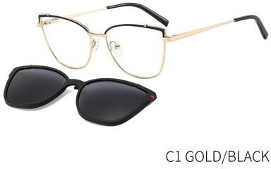 Uplifted Finds KANSEPT Womens 2 In 1 Magnetic Polarized Sunglasses And Cat Eye Optical Frame Set c1 Gold black