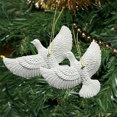 Inspire Select Christmas Dove Ornament Figurine Creative Pigeon Statue For Holiday Home Decor & Gifts 4 Pcs