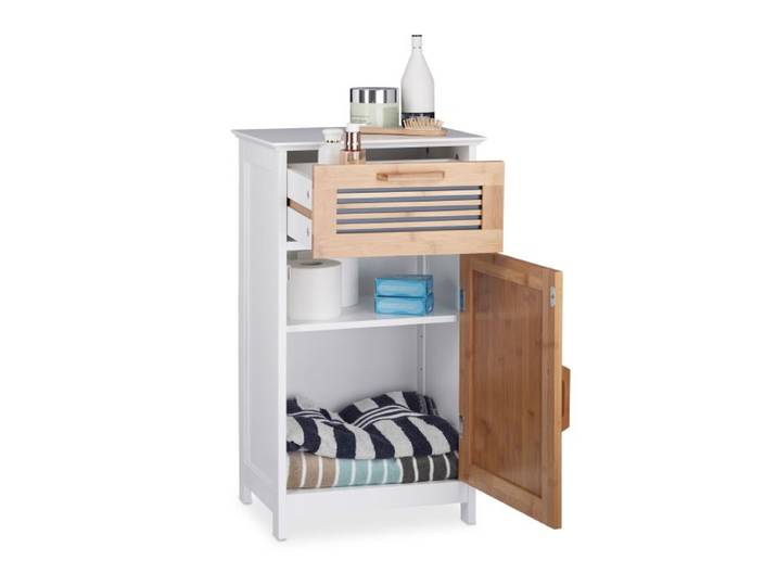 Relaxdays Badschrank schmal mit Schublade