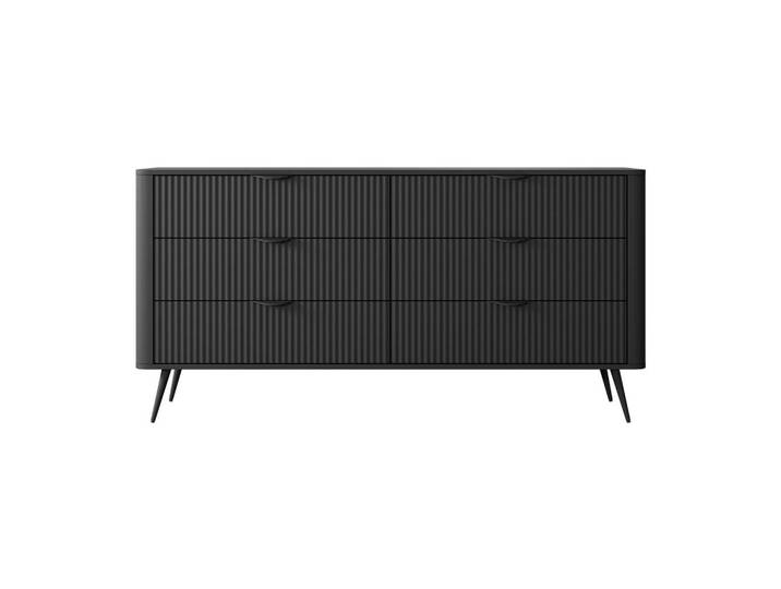 Feldmann-Wohnen Schubladenkommode Lante schwarz 163 / 38 / 81cm, Schwarz, Rechteckig, 163x81x38 cm, Kleinmöbel, Kommoden, Kommoden