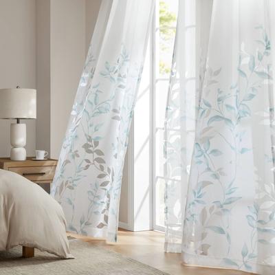 Madison Park Cecily Floral Printed Burnout Sheer Grommet Curtain Panel