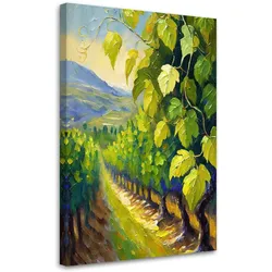 LEINWANDBILD Weinberg Trauben Blätter gemalt 60x90cm