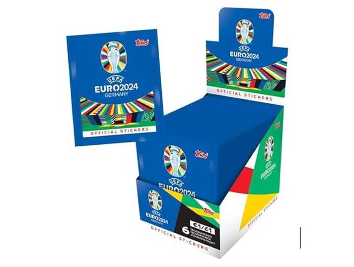 Topps Officiële Euro 2024-stickercollectie - volledige doos (100 pakketten). 6 Stickers per pakket (600 stickers)