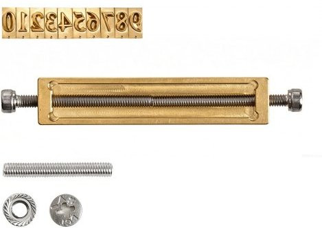 VEVOR 10-delige Messing Hot Stamping Cijferstempel Set met Frame en Accessoires, Goud, Cijfers 0 tot 9